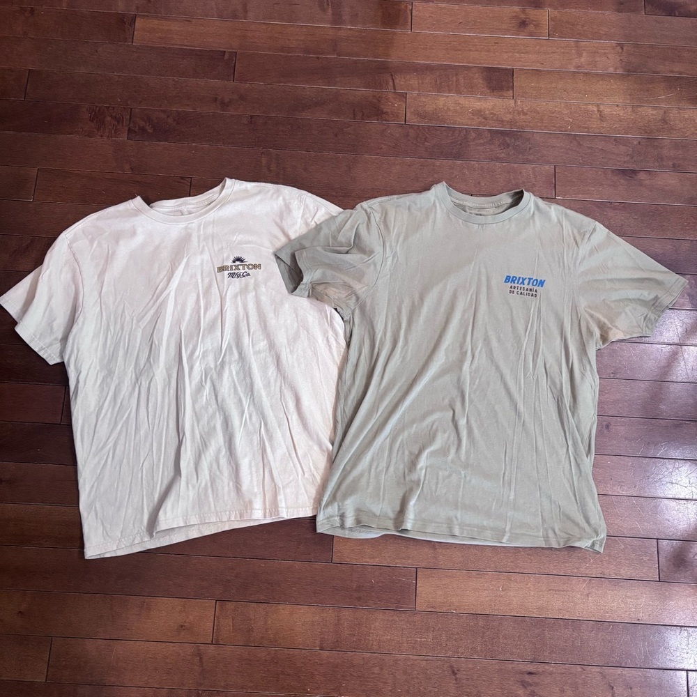 Brixton Pair: Olive Crewneck Tee & Cream Graphic Tee